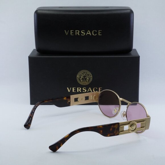 Versace VE2264 100284 Oval Sunglasses – Matte Gold Havana/Light Violet - Picture 10 of 10